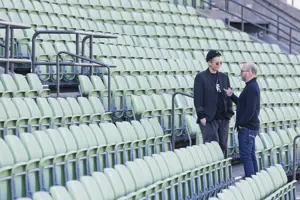 © Dietmar Mathis Gerhard Stübe von Kongresskultur Bregenz im Gespräch mit Carla Camilla Hjort auf der Seetribüne © Dietmar Mathis